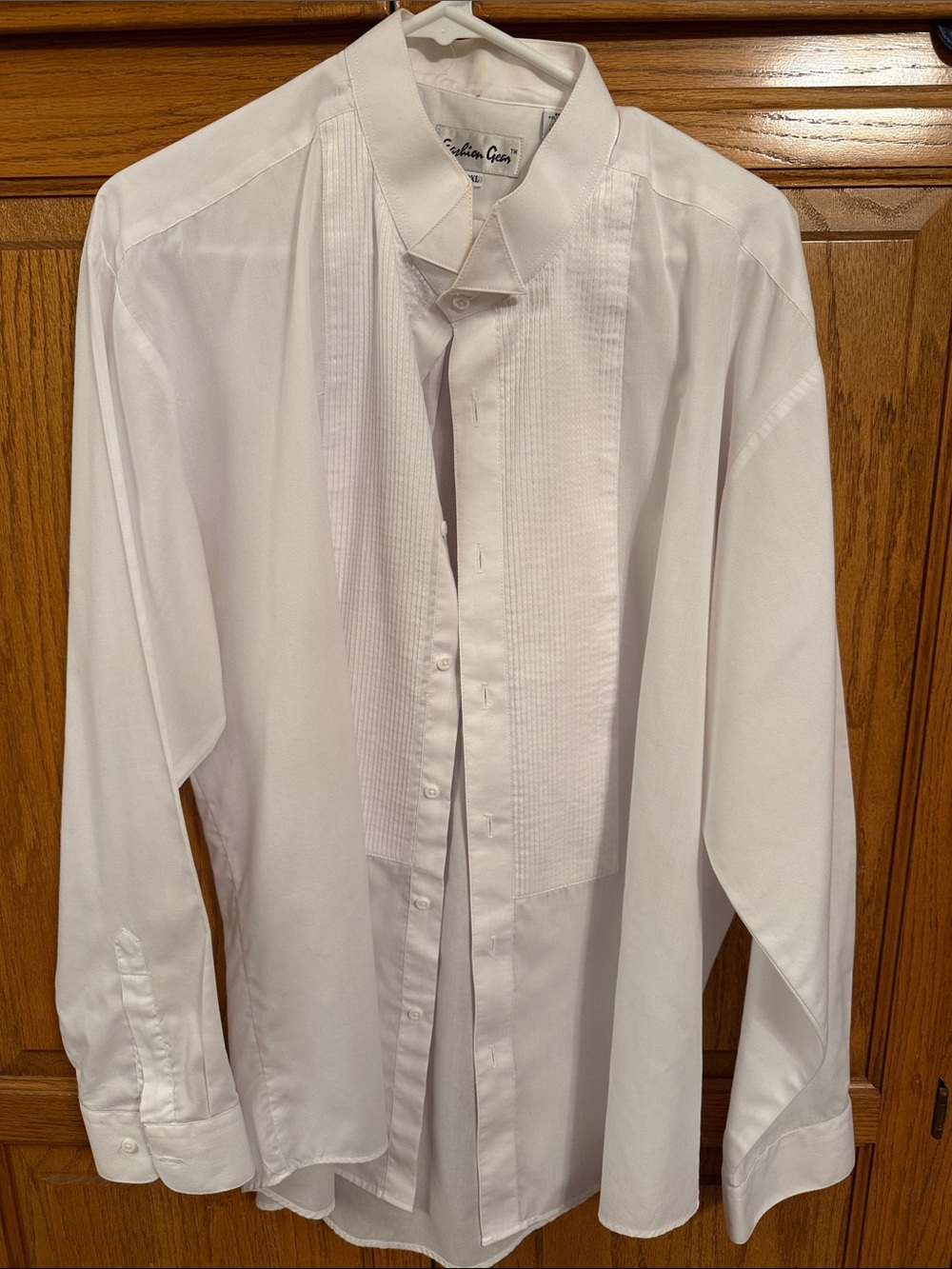 White Pleated Front Dress Shirt - Men